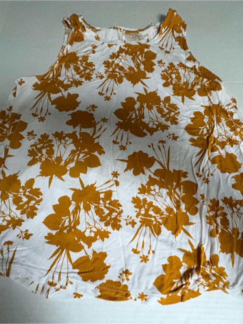 Apt. 9 White Tank Top with Mustard Floral Print
